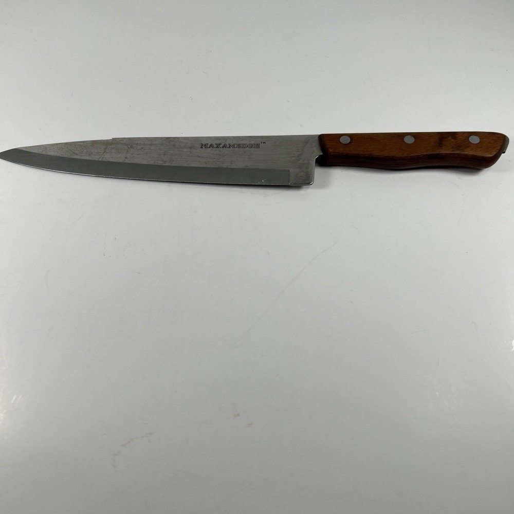 Vintage Maxamedge Butcher Knife Kitchen Wooden Handle